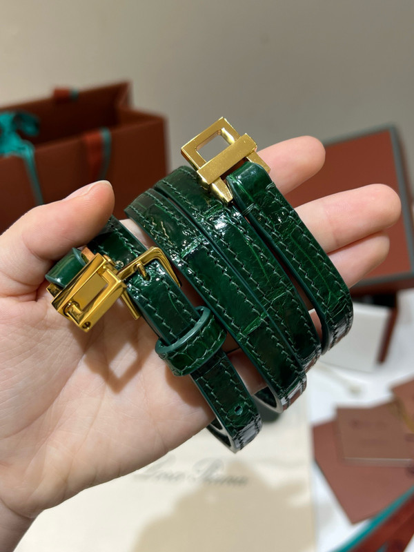 Loro Piana Extra Pocket L19 Alligator Leather Pouch Emerald