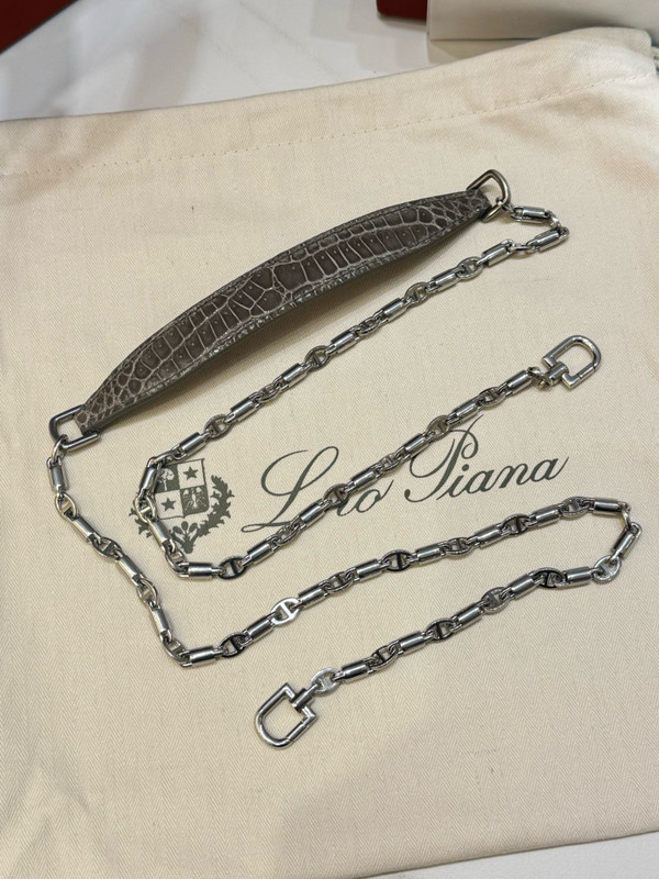 Loro Piana Extra Pocket L19 Alligator Leather Pouch Etoupe
