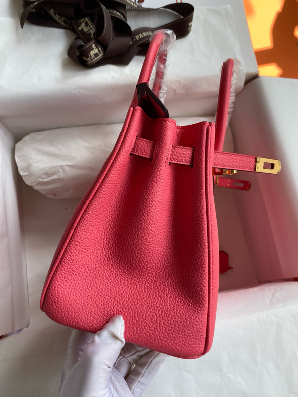 Hermes Rose Azalee Birkin 25 cm Togo Gold Hardware
