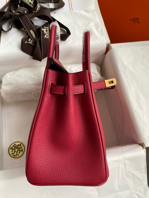 Hermes Red Birkin 25 cm Togo Gold Hardware