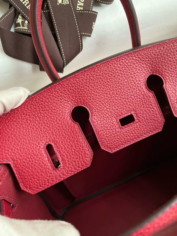 Hermes Red Birkin 25 cm Togo Gold Hardware