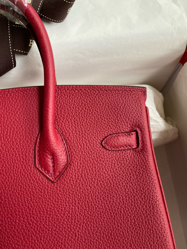 Hermes Red Birkin 25 cm Togo Gold Hardware