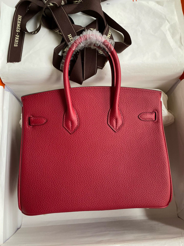Hermes Red Birkin 25 cm Togo Gold Hardware