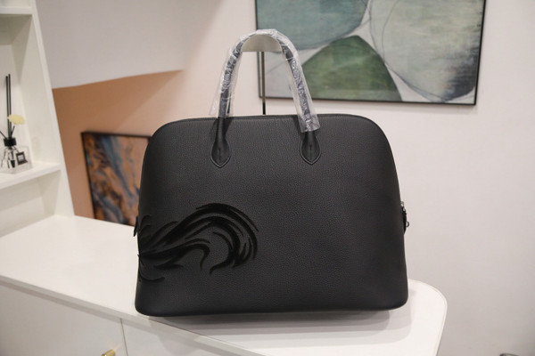 Hermès Black Togo and Tufting Chimeres Dragon Bolide 1923 45 Palladium Hardware