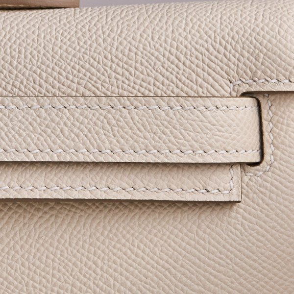 HERMES KELLY CUT CLUTCH BAG CRAIE EPSOM PALLADIUM HARDWARE