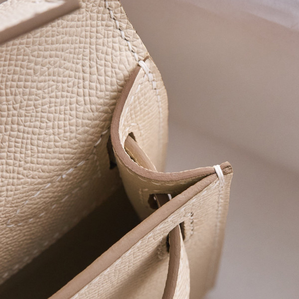 HERMES KELLY CUT CLUTCH BAG CRAIE EPSOM PALLADIUM HARDWARE