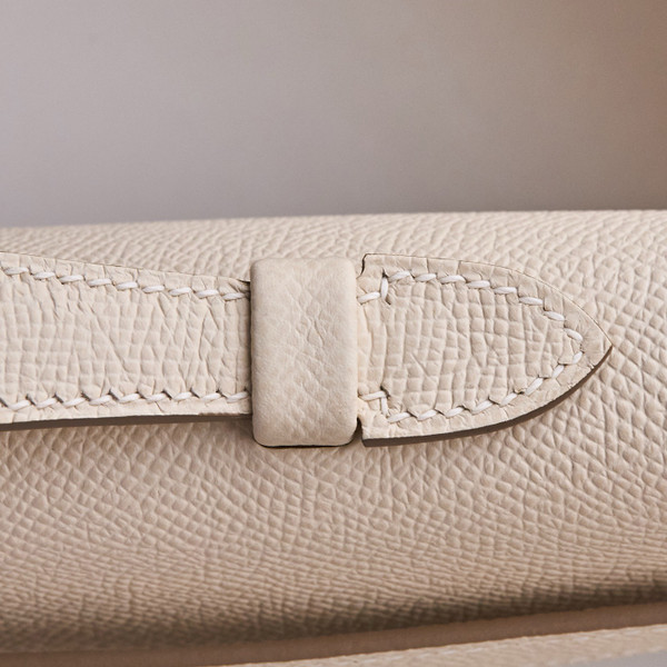 HERMES KELLY CUT CLUTCH BAG CRAIE EPSOM PALLADIUM HARDWARE
