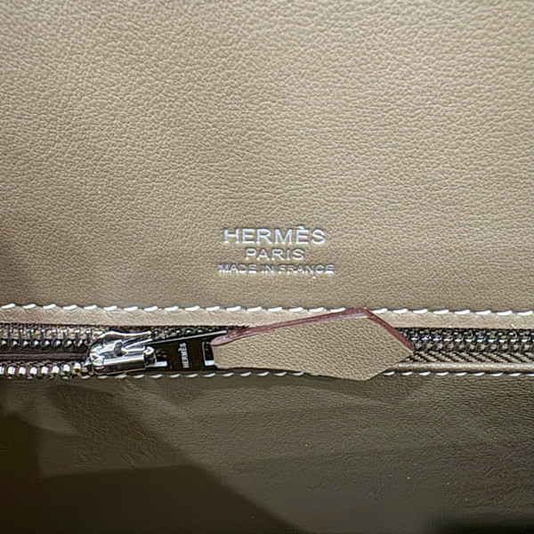 Hermes Sac Kelly Sellier 28 Toile H/Veau Swift Ecru Etoupe With Palladium Hardware