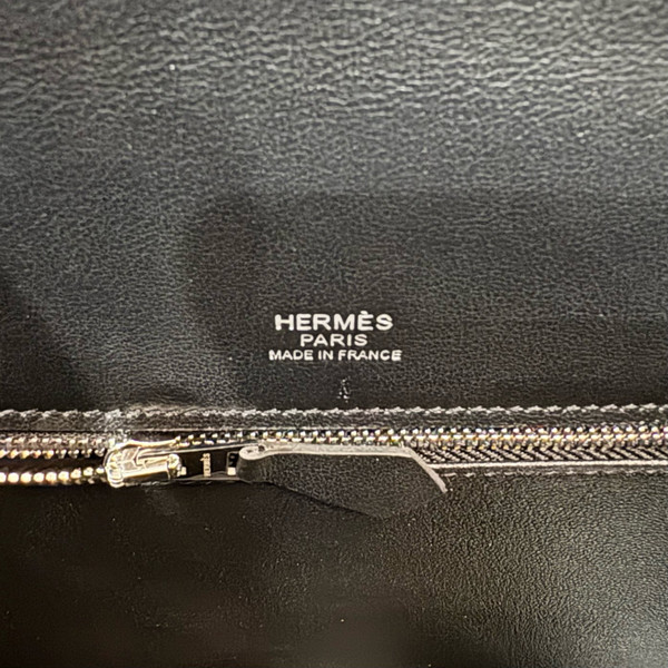 Hermes Sac Kelly  Sellier 28 Toile H/Veau Swift Ecru Black With Palladium Hardware