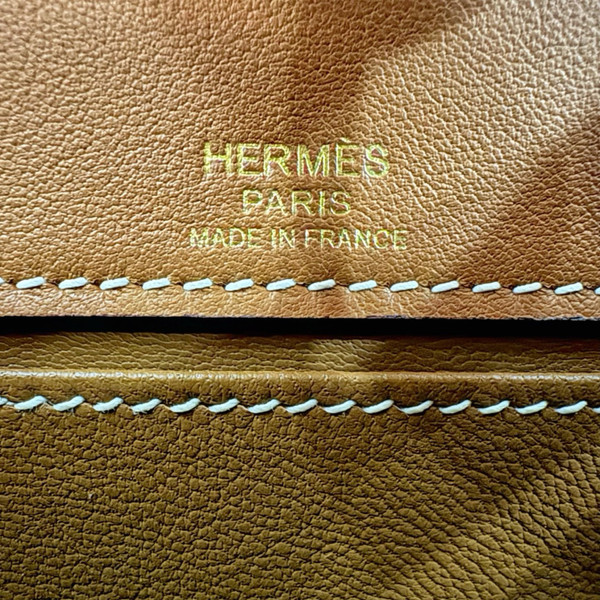 Hermès Limited Edition Mini Kelly Pochette Gold Swift leather/ Toile  Gold hardware