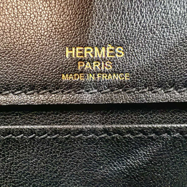 Hermès Limited Edition Mini Kelly Pochette Black Swift leather/ Toile  Gold hardware
