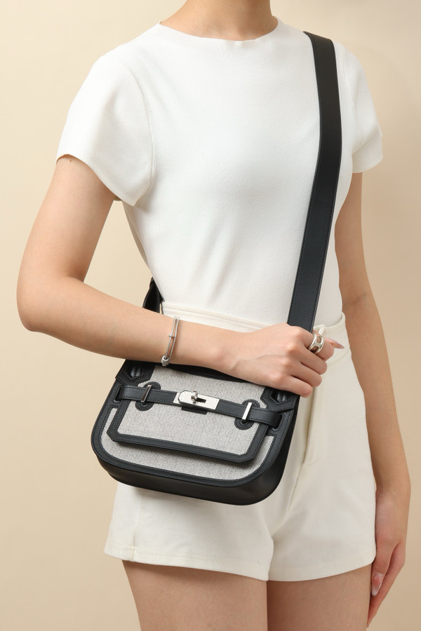 HERMÈS JYPSIERE MINI BAG TOILE/SWIFT LEATHER BLACK