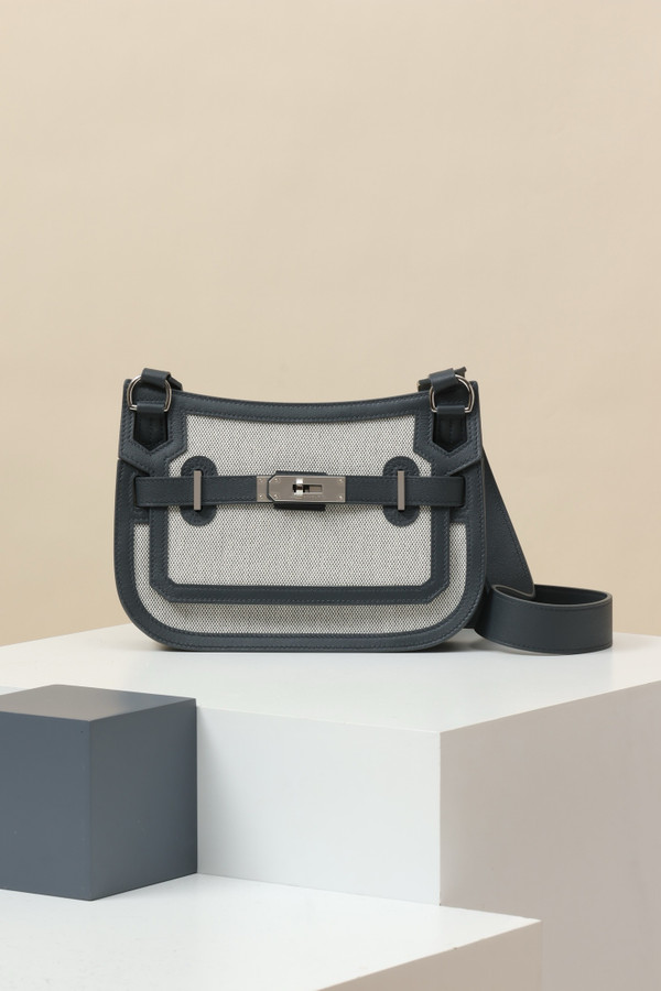HERMÈS JYPSIERE MINI BAG TOILE/SWIFT LEATHER ARDOISE