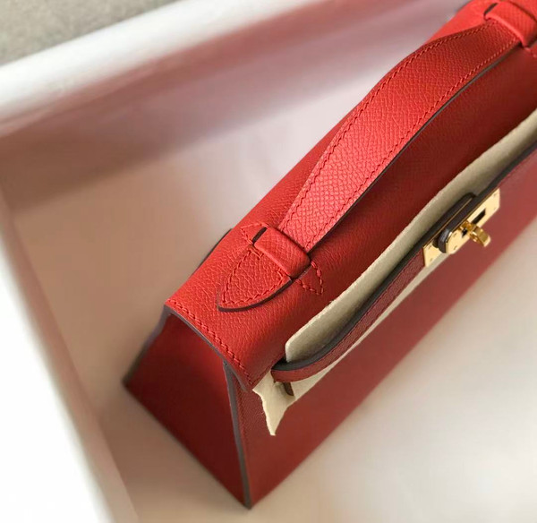 Hermès Red Mini Kelly Pochette Epsom leather Gold hardware