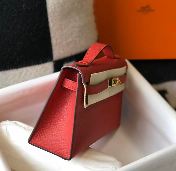 Hermès Red Mini Kelly Pochette Epsom leather Gold hardware