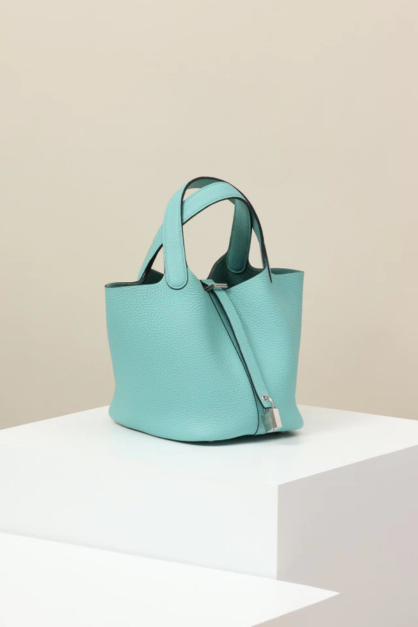 Hermes Blue Atoll Picotin Lock 18 Togo Leather Bag