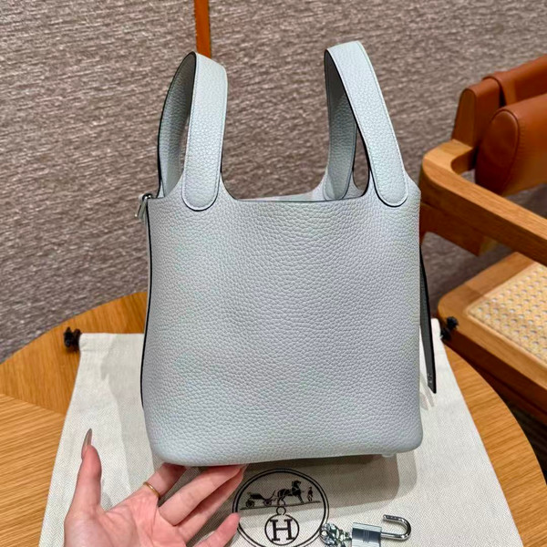 Hermes Bleu Pale Picotin Lock 18 Togo Leather Bag