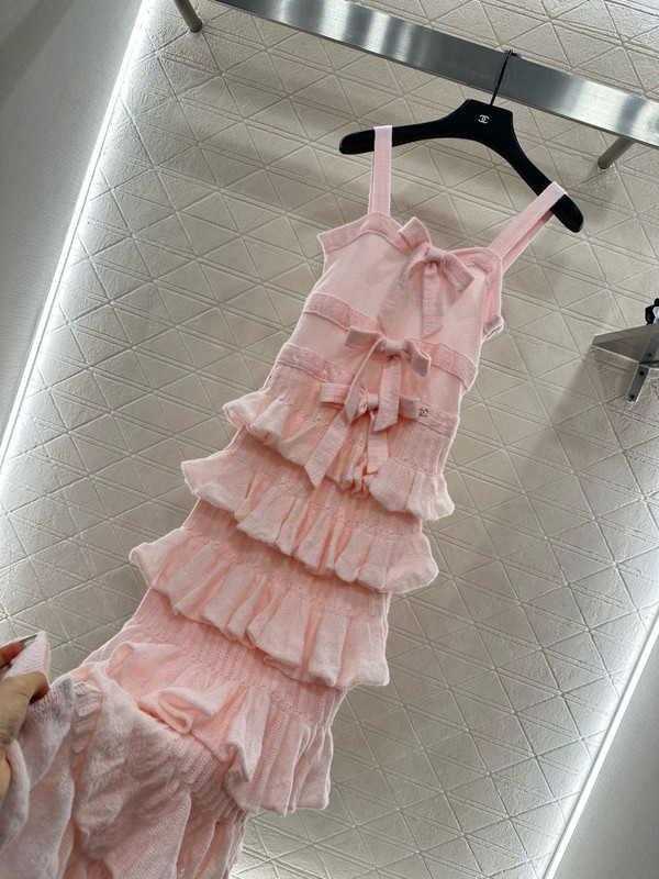 Chanel Fall-Winter 2025/26 Long Dress Mohair & Silk  Light Pink