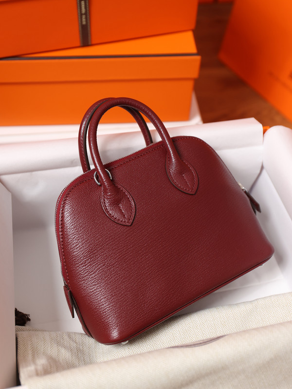 HERMÈS BOLIDE 1923 MINI BAG MYSORE GOATSKIN PALLADIUM HARDWARE ROUGH H