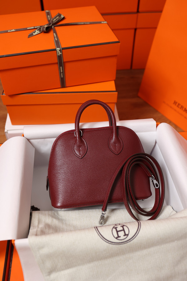HERMÈS BOLIDE 1923 MINI BAG MYSORE GOATSKIN PALLADIUM HARDWARE ROUGH H