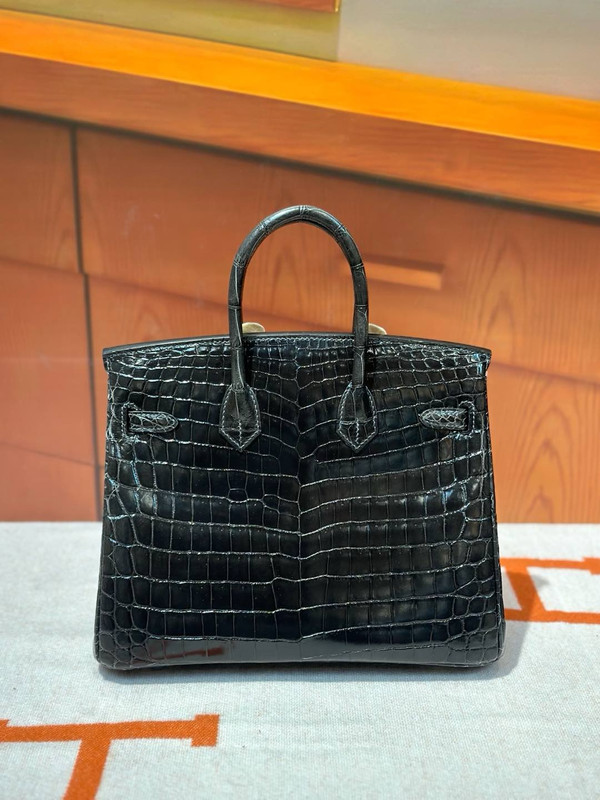 Hermès Sellier Birkin 25 Graphite Shiny Crocodile Niloticus Palladium Hardware