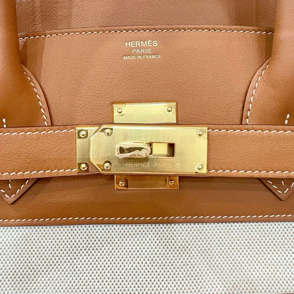 HERMÈS CARGO HAC BIRKIN 40 GOLD BOX AND TOILE GOLD HARDWARE