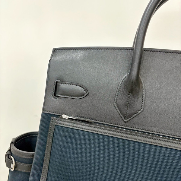 HERMÈS CARGO HAC BIRKIN 40 BLUE BOX AND TOILE PALLADIUM HARDWARE