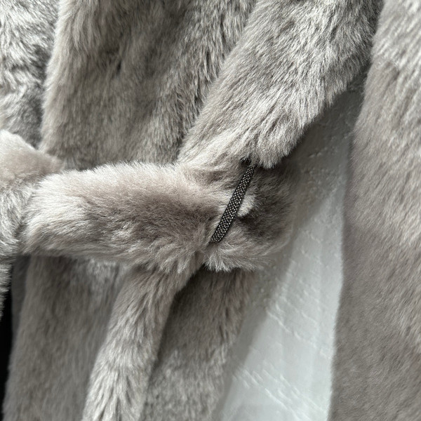 Brunello Cucinelli Shearling Coat Grey
