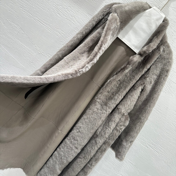 Brunello Cucinelli Shearling Coat Grey