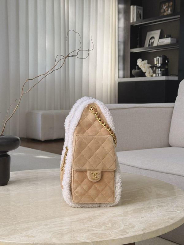 CHANEL Limited Edition 25 Small Handbag  Crumpled Shearling Sheepskin