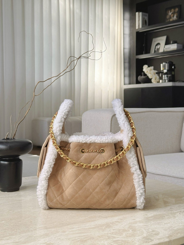 CHANEL Limited Edition 25 Small Handbag  Crumpled Shearling Sheepskin