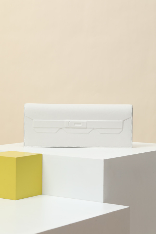 Hermès Shadow Clutch Gris Pale Swift Leather