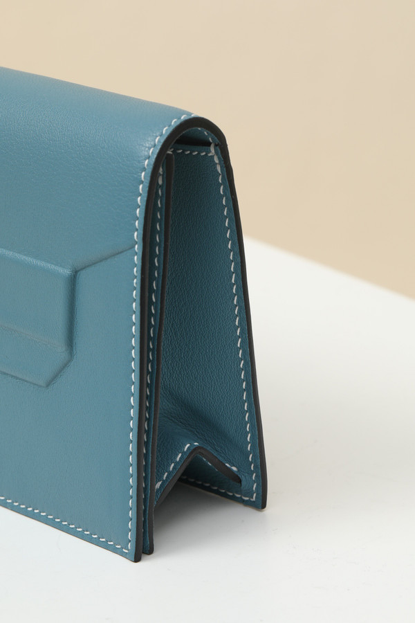 Hermès Shadow Clutch Blue Jean Swift Leather