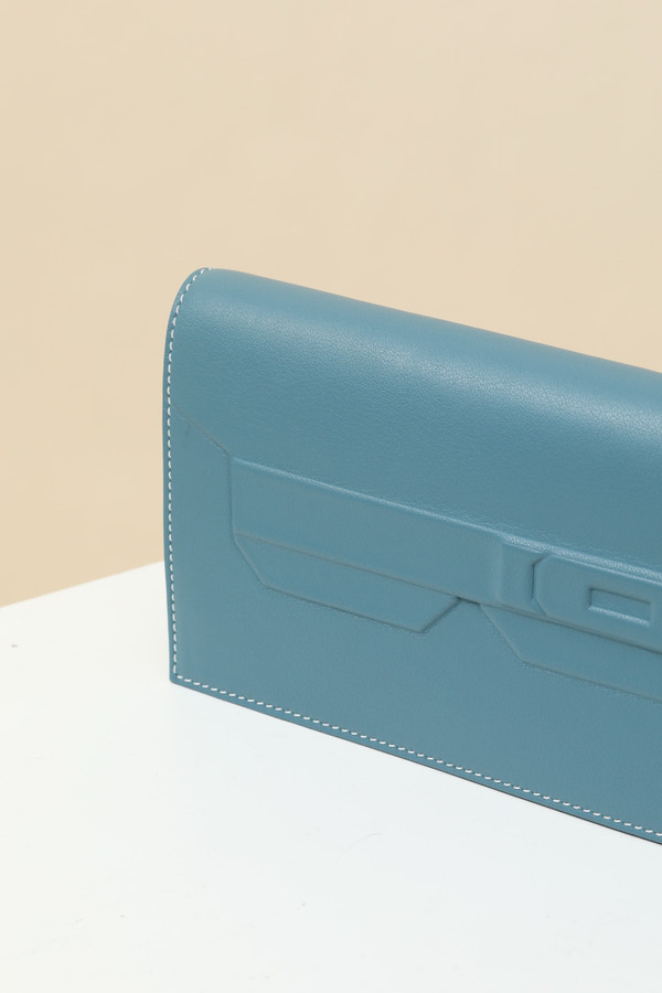 Hermès Shadow Clutch Blue Jean Swift Leather
