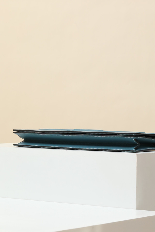 Hermès Shadow Clutch Blue Jean Swift Leather