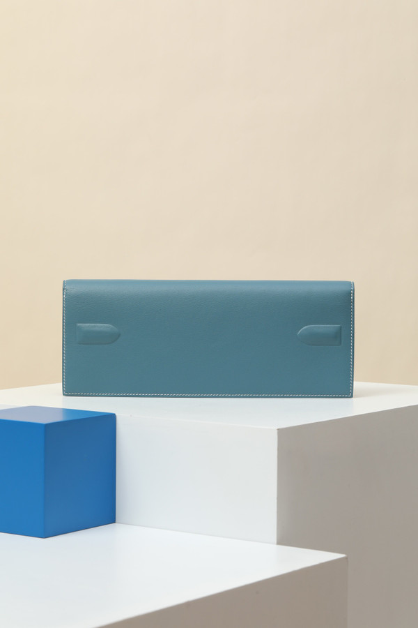 Hermès Shadow Clutch Blue Jean Swift Leather
