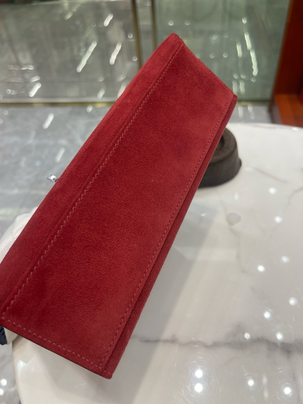 Hermes Mini Kelly Pochette Ruby Deerskin with Palladium Hardware