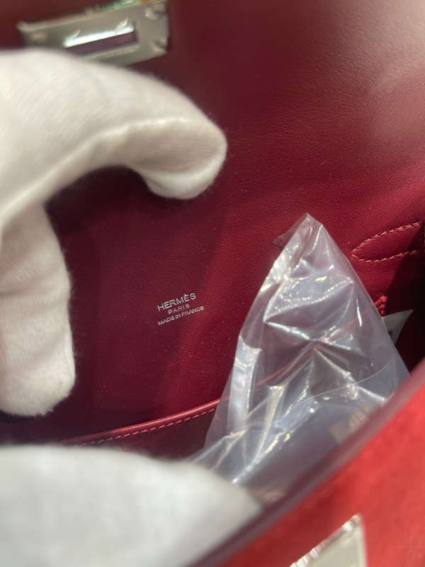 Hermes Mini Kelly Pochette Ruby Deerskin with Palladium Hardware