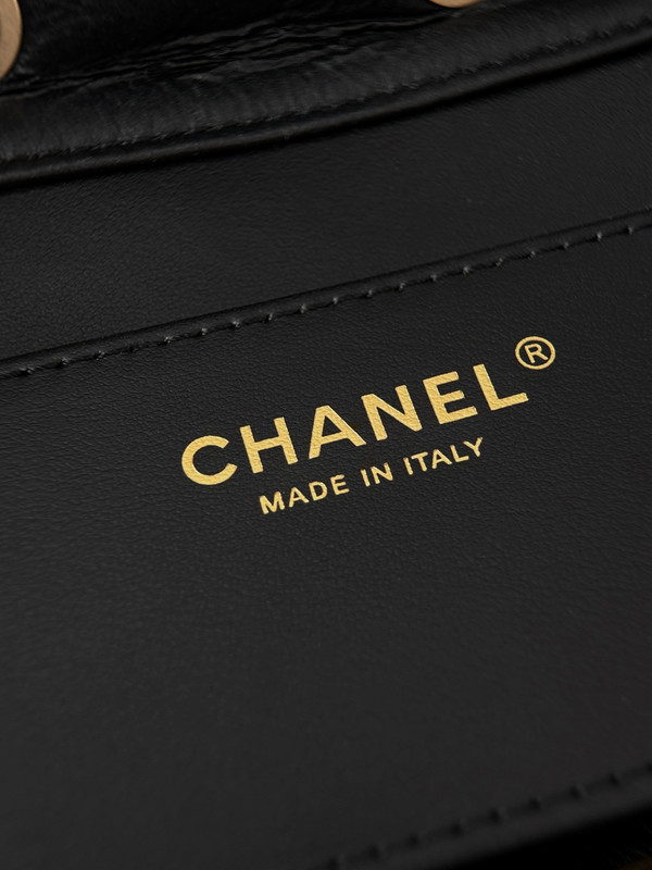 CHANEL Limited Edition 25 Small Black Handbag  Crumpled Shearling Sheepskin