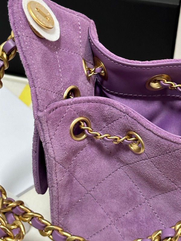 CHANEL Cruise 2025/26 CHANEL 25 Mini Handbag Suede Calfskin Purple
