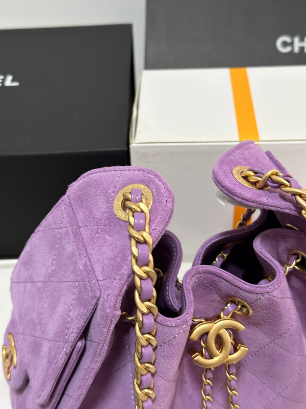 CHANEL Cruise 2025/26 CHANEL 25 Mini Handbag Suede Calfskin Purple