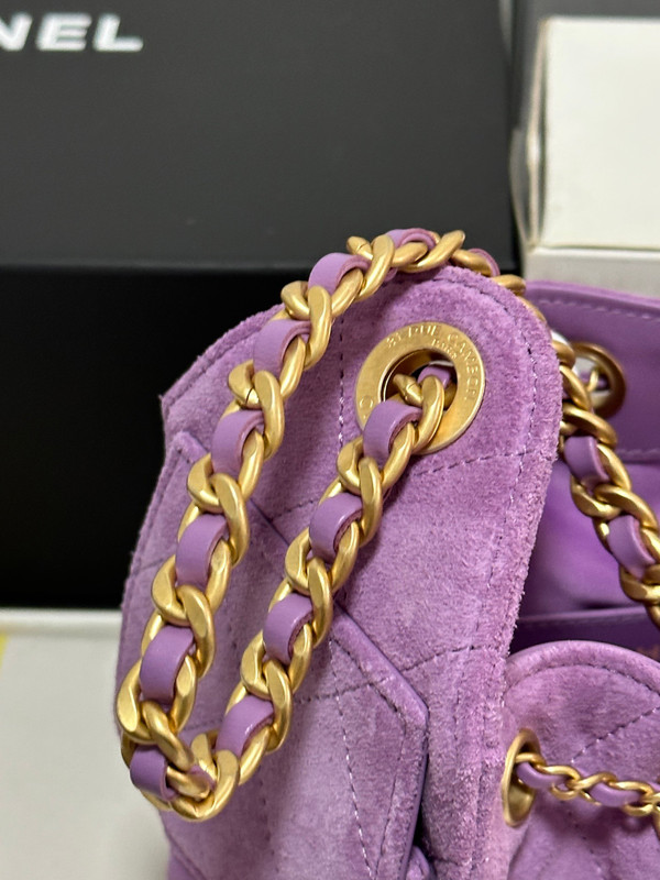 CHANEL Cruise 2025/26 CHANEL 25 Mini Handbag Suede Calfskin Purple