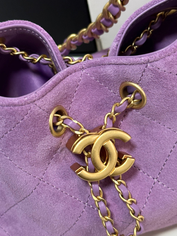 CHANEL Cruise 2025/26 CHANEL 25 Mini Handbag Suede Calfskin Purple