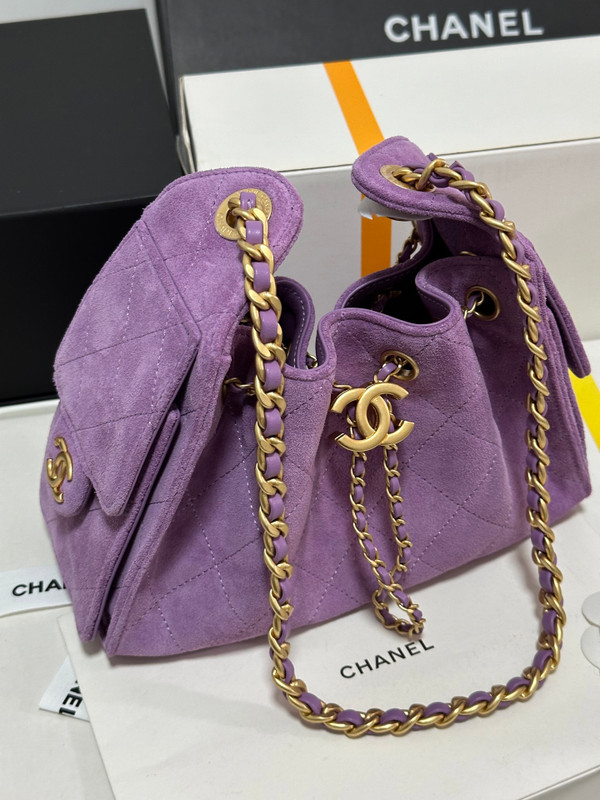 CHANEL Cruise 2025/26 CHANEL 25 Mini Handbag Suede Calfskin Purple