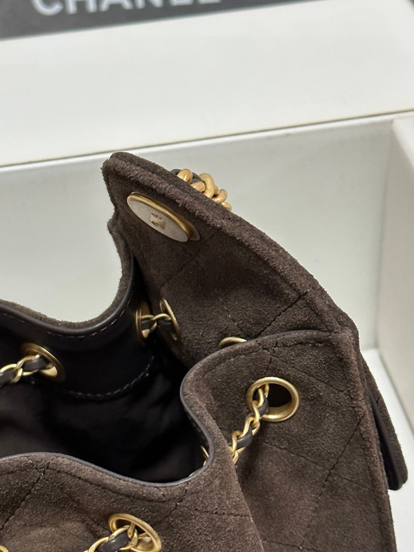 CHANEL Cruise 2025/26 CHANEL 25 Mini Handbag Suede Calfskin Brown