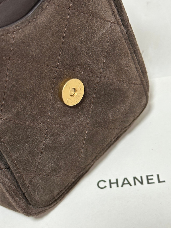 CHANEL Cruise 2025/26 CHANEL 25 Mini Handbag Suede Calfskin Brown