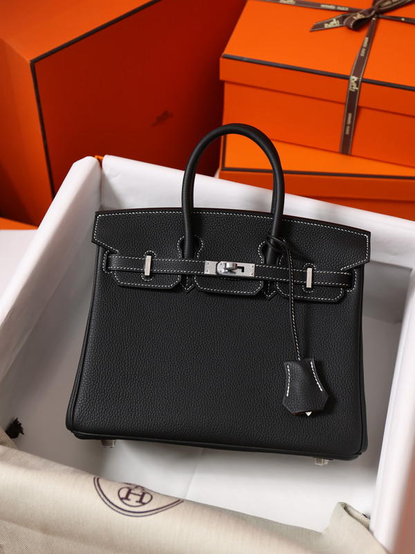 Hermes Special Order (HSS) Black/White  Birkin 25 cm Togo Palladium Hardware