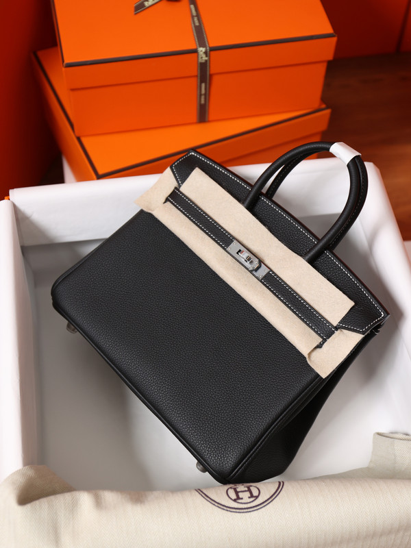 Hermes Special Order (HSS) Black/White  Birkin 25 cm Togo Palladium Hardware