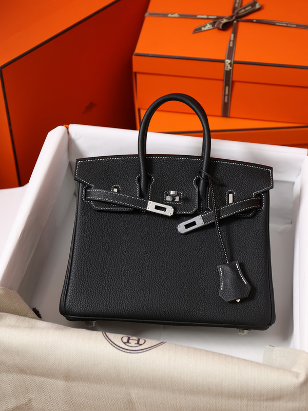 Hermes Special Order (HSS) Black/White  Birkin 25 cm Togo Palladium Hardware