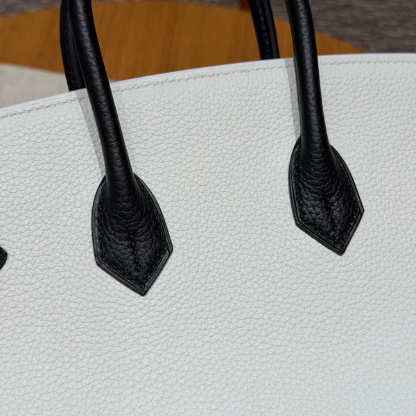 Hermes Special Order (HSS) Black/White  Birkin 25 cm Togo Palladium Hardware